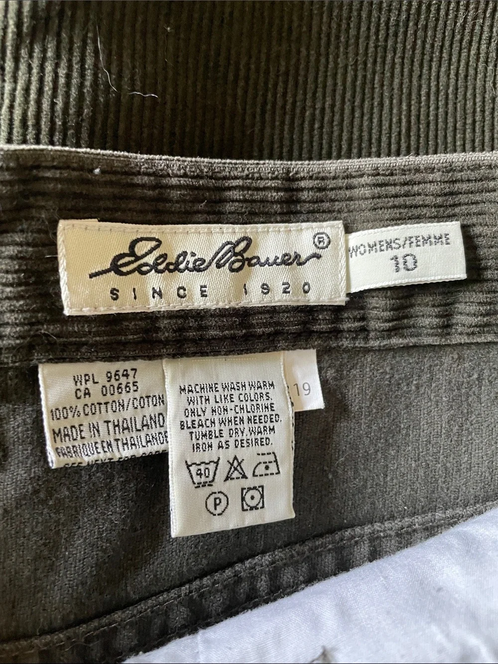 EDDIE BAUER VTG Green Corduroy Earthy Gorpcore Grunge Modest Women’s Skirt 10